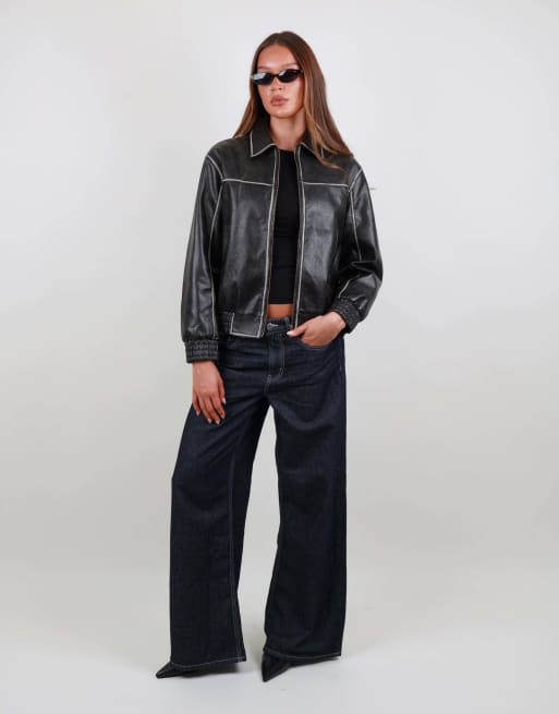 Simmi London Faux leather collar jacket in black, 2 of 4