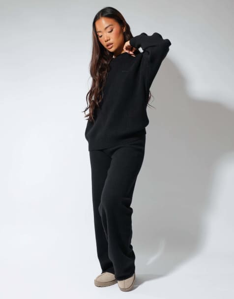 Simmi London Faye soft touch oversized  crewneck in black - view 1