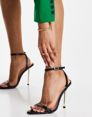 Simmi London Felicia barely there sandal in black croc