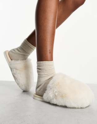 Simmi Shoes Simmi London Fluff Slippers In Cream-neutral