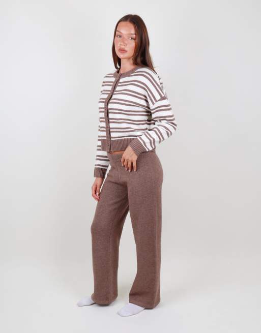 Simmi London Fluffy knit trouser in brown, 2 of 4
