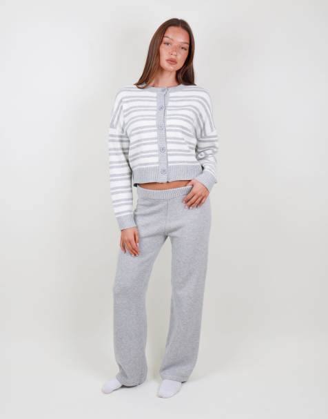 Simmi London Fluffy knit trouser in grey - view 1