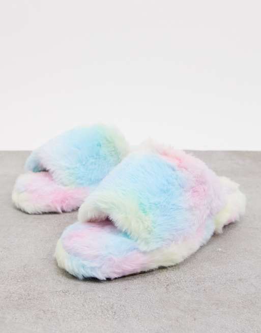 Fluffy rainbow slippers new arrivals