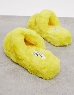 yellow fluffy slippers
