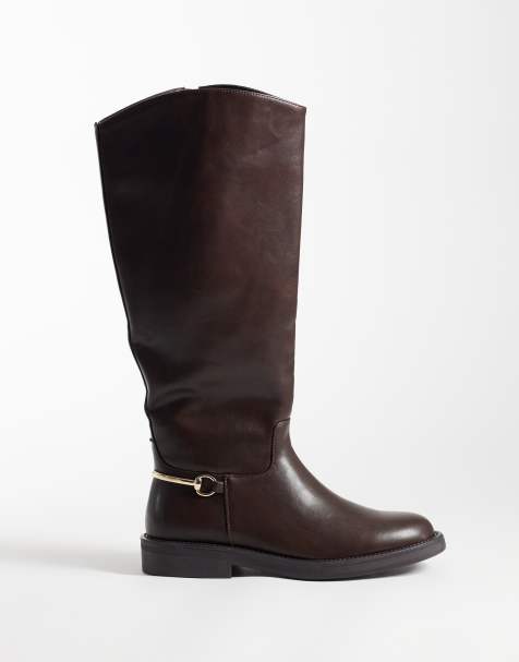 Simmi London Garnet knee boots with horse bit detail in brown - view 1