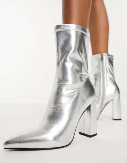 Silver ankle store boots uk