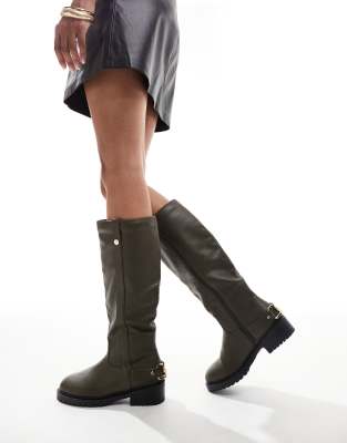 Simmi London Gerald Knee Boots in Olive-Green