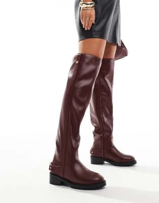 Simmi London Gerald Over the Knee Boot in Burgundy-Red