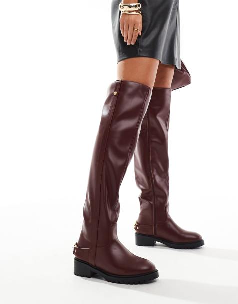 Simmi London Gerald Over the Knee Boot in Burgundy - view 1