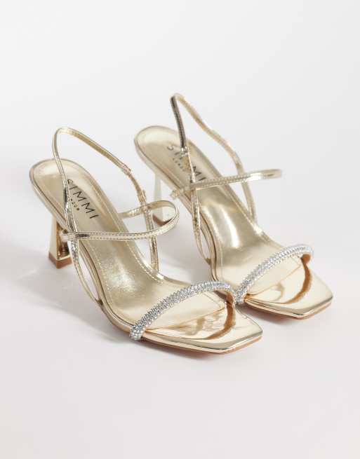 Simmi London Gillespie high heeled sandals in gold mirror, 2 of 4