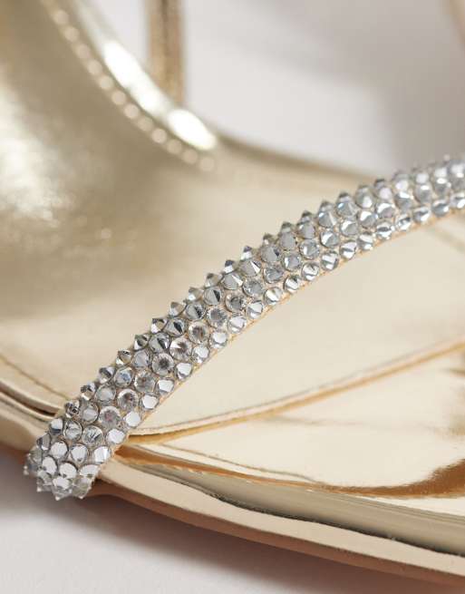 Simmi London Gillespie high heeled sandals in gold mirror, 3 of 4