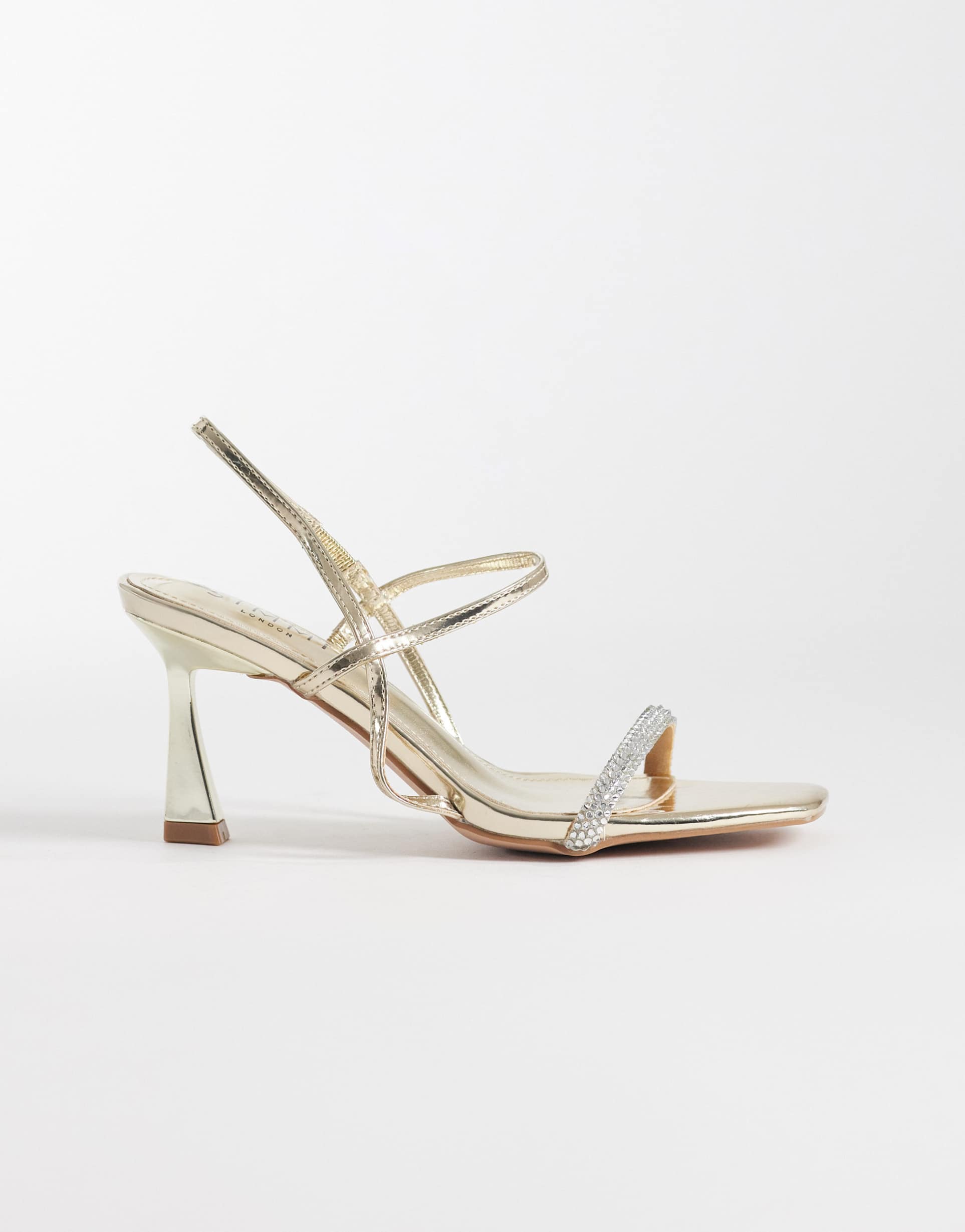 simmi london gillespie wide fit high heeled sandals in gold mirror