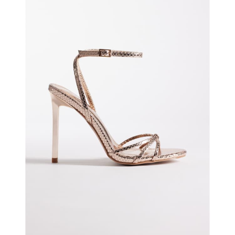 ルアンジュプロ　セリージェル　みなみ Simmi London Gina embellished heeled sandals in rose-gold metallic