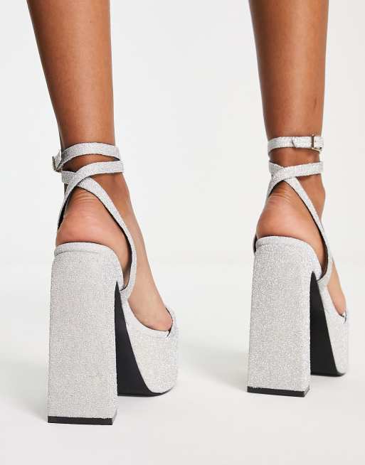 Silver grey deals platform heels