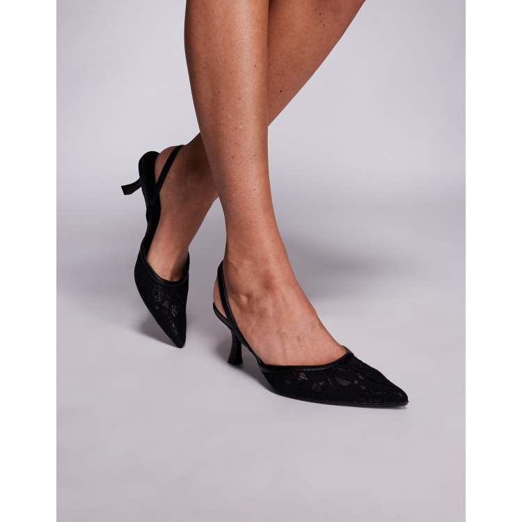 Simmi London Gracelyn pointed heeled mule in black lace ASOS