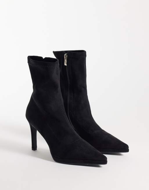 Simmi London Grech heeled sock boots in Black suedette, 2 of 4