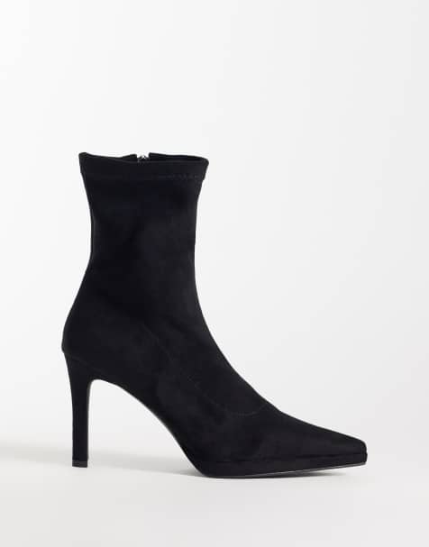 Simmi London Grech sockboots med klack i svart mockaimitation - view 1