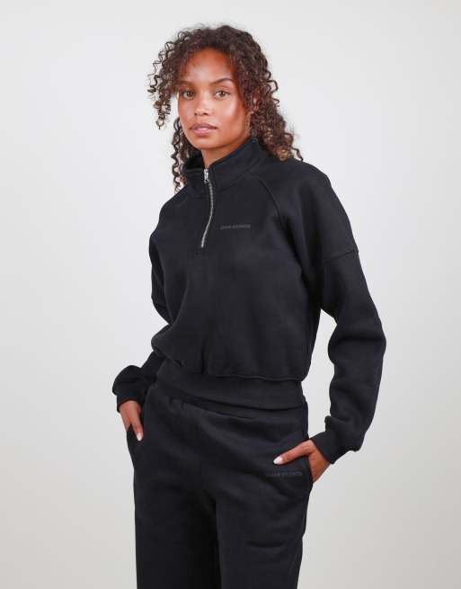 Simmi London Half zip cropped sweatshirt in black, 2 of 4