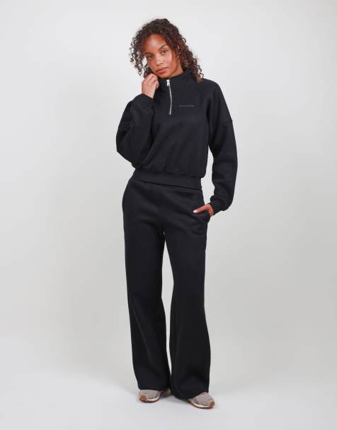 Simmi London Half zip cropped sweatshirt in black - view 1