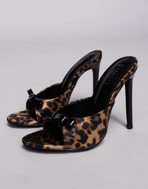 Simmi London Halina Bow heeled mule in leopard, 2 of 4