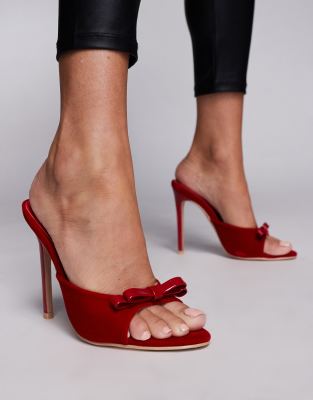 Simmi London - Halina - Mules in Rot mit Schleife und Absatz