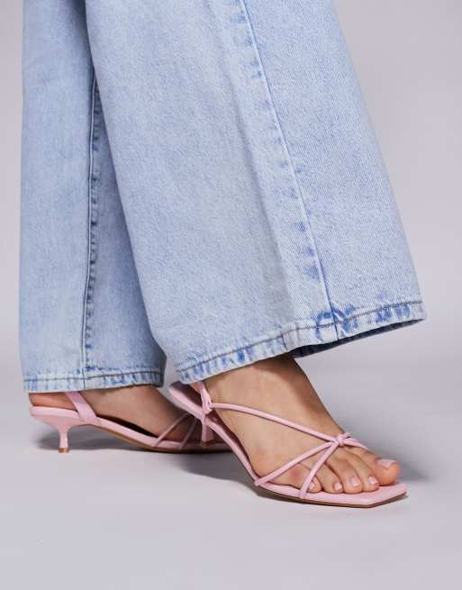 Simmi London - Hanah - Sandalen met vierkante neus, bandjes en kittenhak in babyroze, 4 van 4
