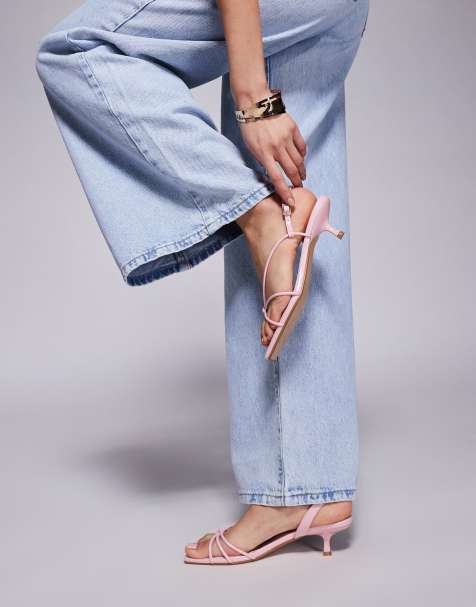 Simmi London Hanah square toe strappy kitten heels in baby pink - view 1