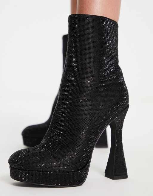 Black ankle boots with glitter outlet heel