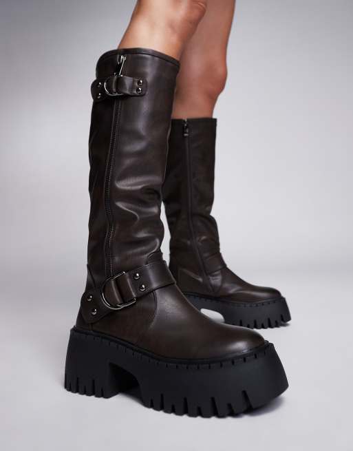 SIMMI London - Harli - Bikerlaarzen met dikke zool in bruin, 4 van 4
