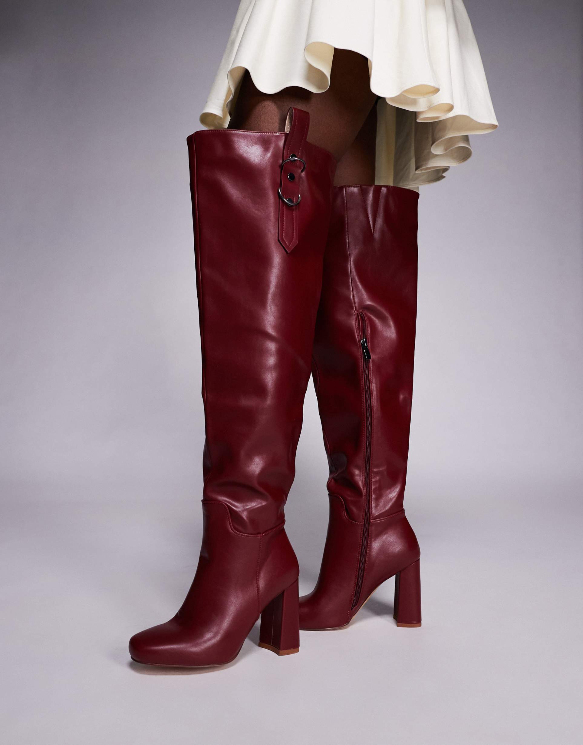 simmi london harrieta heeled over-the-knee boots in burgundy