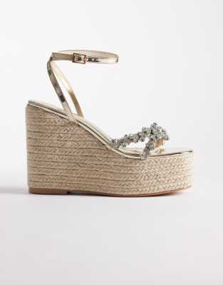 Simmi Shoes Simmi London Hazel Embellished Espadrille Wedge Sandals In Multi