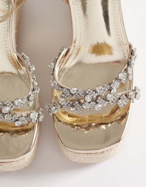 SIMMI London - Hazel - Espadrillesandalen met sleehak en versiering in goud, 2 van 4