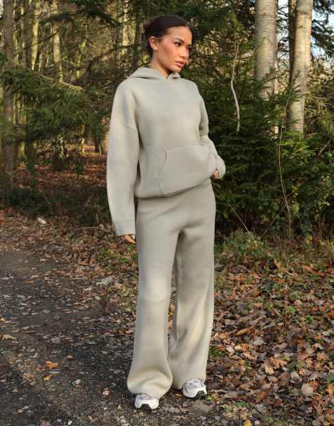 Simmi London heavy knit hoodie & trousers in grey - view 1