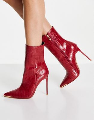 Simmi London heeled boots in red croc