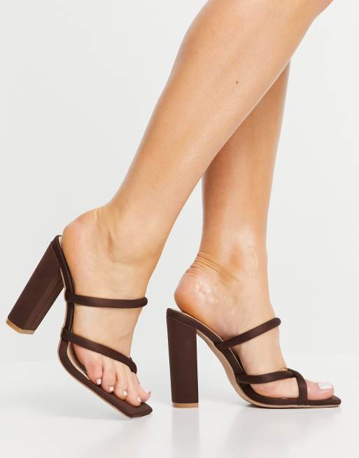 Simmi London Heera block heel sandals in brown, 3 of 4