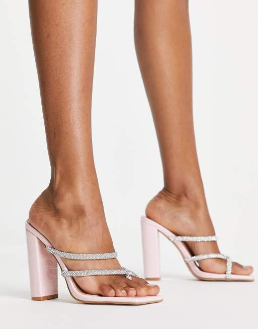 Simmi London Heera heeled mules with embellished straps in pink