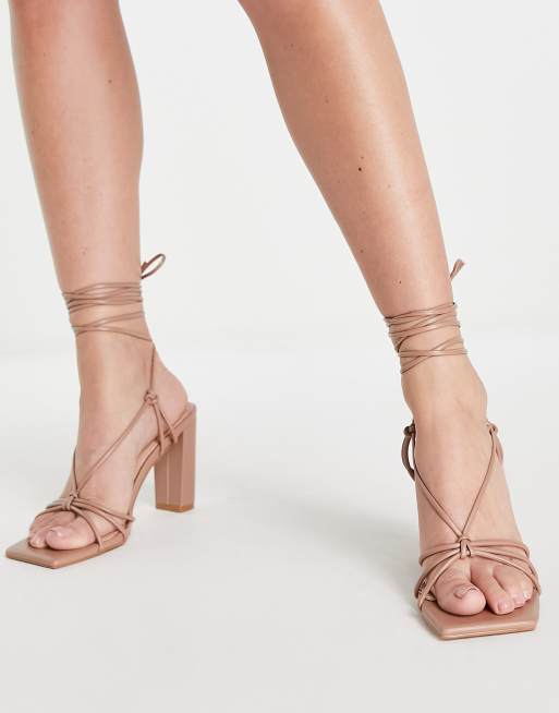 Simmi London - Heidi - Sandalen met hak en enkelbandjes in camel, 4 van 4