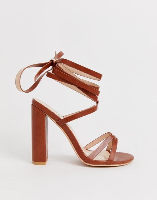 simmi london heidi block heeled sandals in beige
