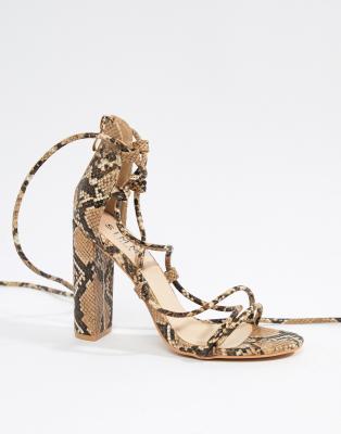 simmi vanessa snake clear detail toe loop heeled sandals