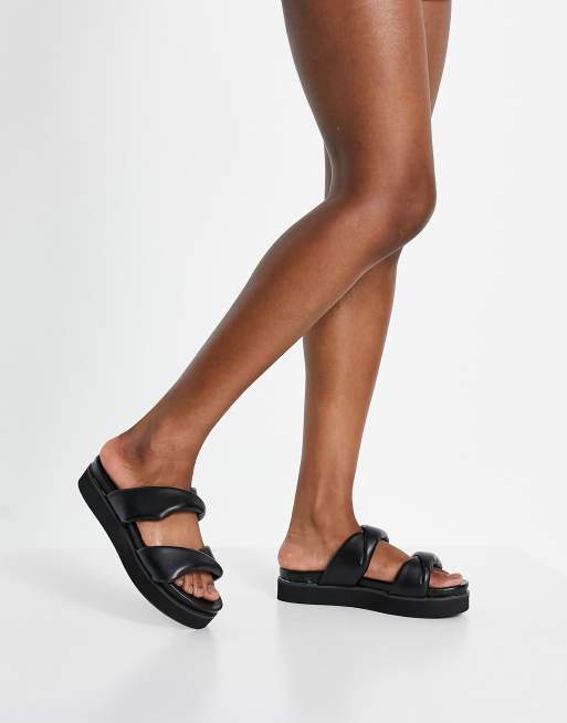 Simmi London - Hemera - Platte instapsandalen met plateauzool in zwart