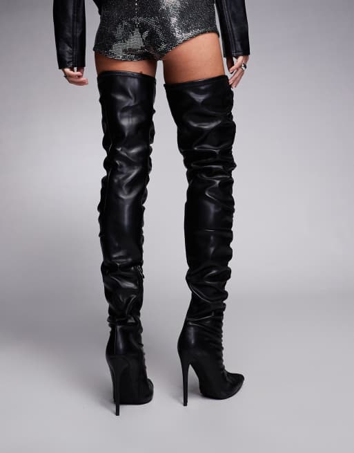 Simmi London Igor stiletto over the knee boots in black, 4 of 4