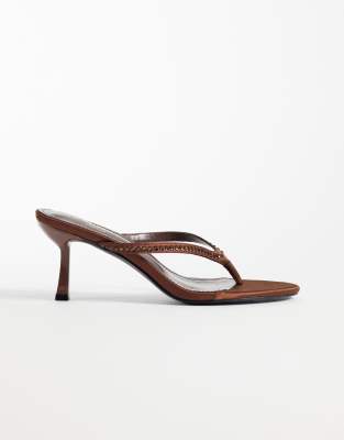 Simmi Shoes Simmi London Iris Heeled Toe Post Sandals In Brown