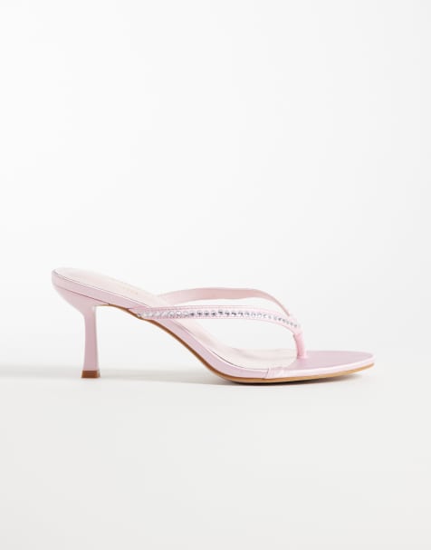 Simmi London - Iris - Sandali infradito con tacco rosa decorati - view 1
