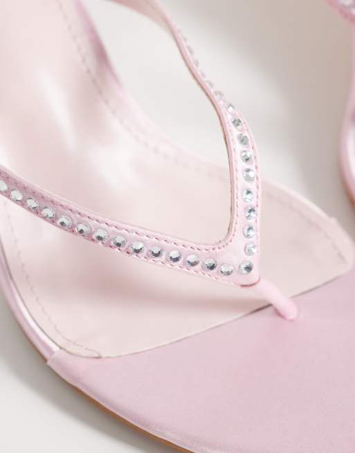 Simmi London - Iris - Sandali infradito con tacco rosa decorati, 3 di 4