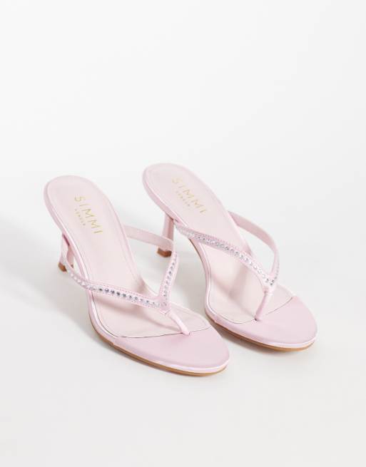 SIMMI London - Iris - Teensandalen met hak, versiering en brede pasvorm in roze, 2 van 4
