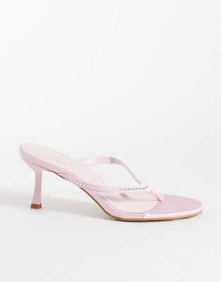 Simmi Wide Fit Simmi London Iris Wide Fit Heeled Embellished Toe Post Sandals In Pink
