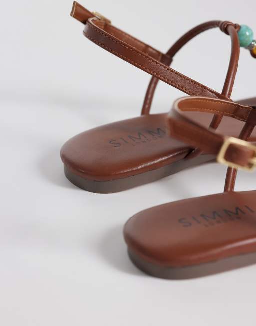 Simmi London Ishah flat sandals with stones in tan, 4 of 4