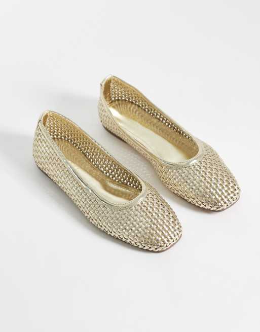 SIMMI London - Islode - Guldfarvede ballerinaer i flet, 2 af 4