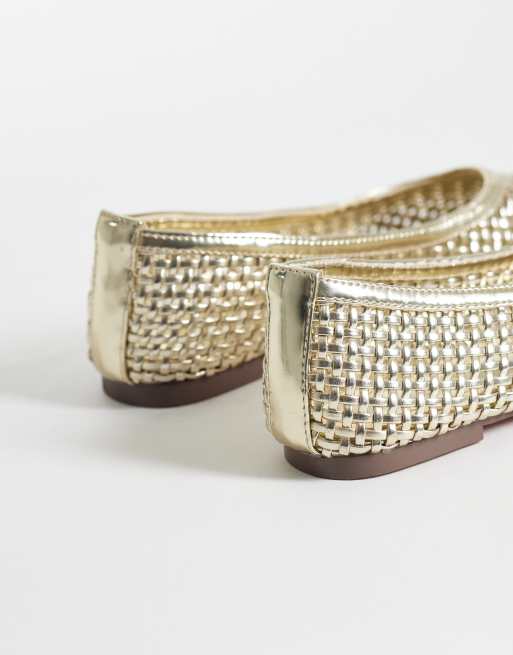SIMMI London - Islode - Guldfarvede ballerinaer i flet, 3 af 4