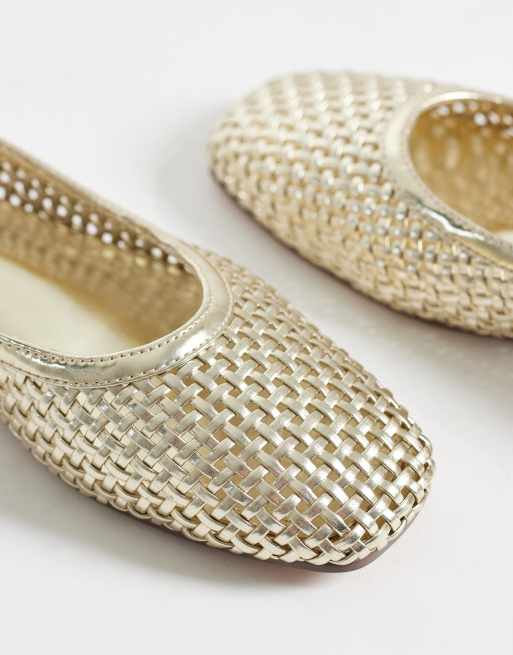SIMMI London - Islode - Guldfarvede ballerinaer i flet, 4 af 4